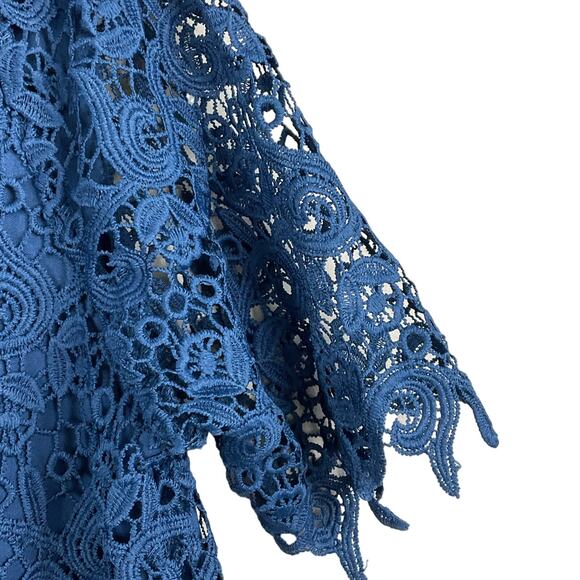 PHILOSOPHY Crochet Lace Pullover Top Shirt Denim Ocean Blue sz L NWT NEW - Picture 7 of 13